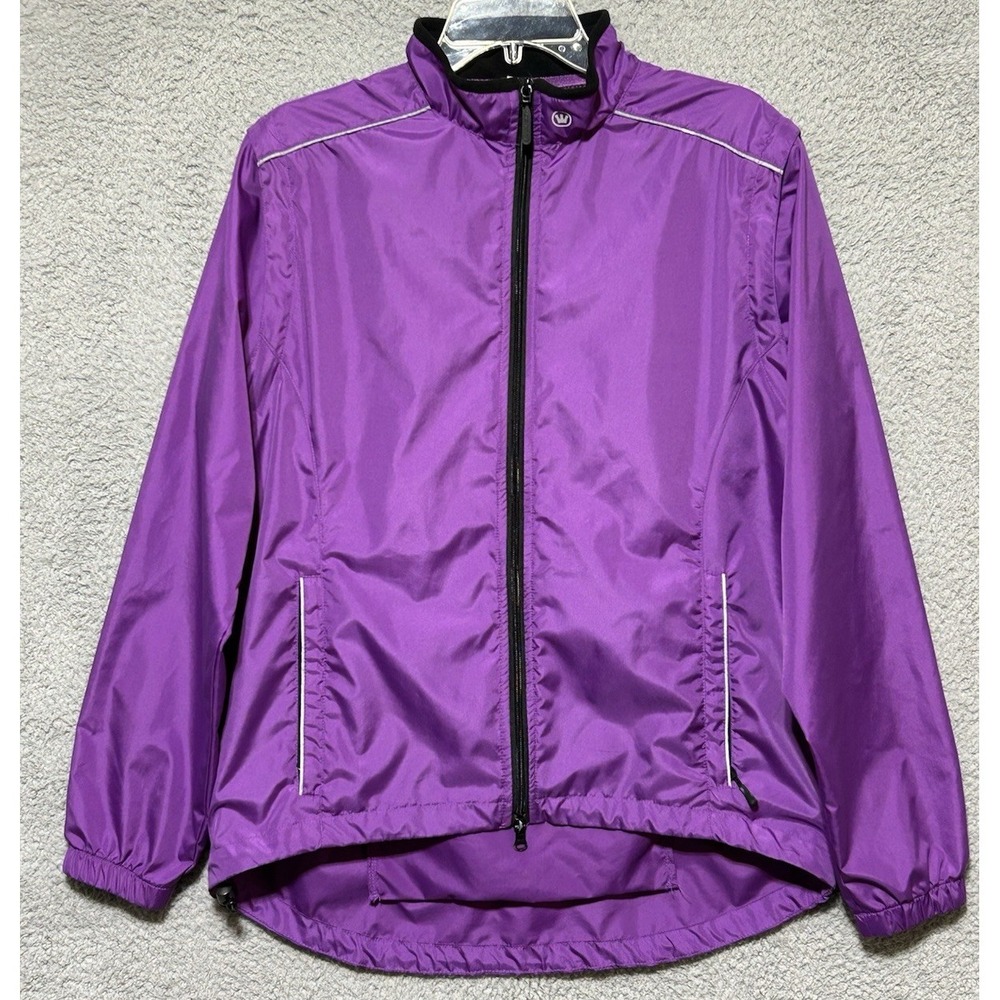 Canari Cycling Jacket Adult Purple Full Zip Windbreaker Lightweight Reflective